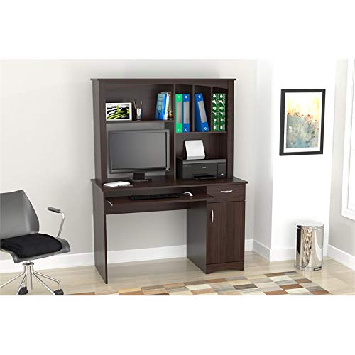 Inval CC-7001 Bandya Workstation with Hutch, Smoke Oak - Thumbnail 2