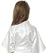 JOYTTON Girl's Satin Kimono Robe With Embroidered Flower Girl(6,White)