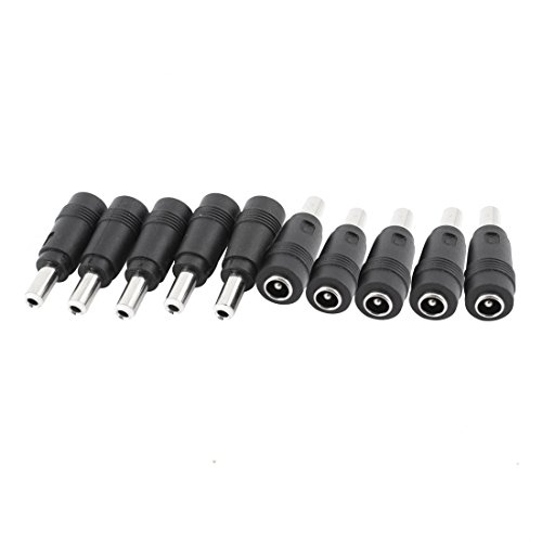 uxcell Household DC Power 5.5 x 2.5mm Male to 5.5 x 2.1mm Female Jack 10pcs Black