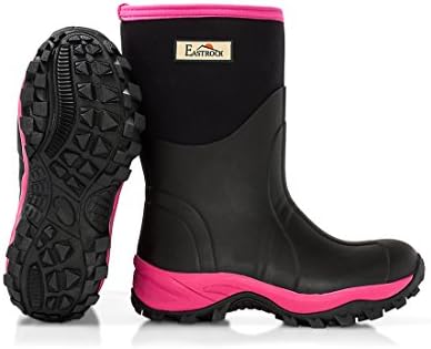 ERK-W1187-SIZE08 Harbormill East Rock Women's Rubber Boots, Black/Fuchsia, Size 8/11"