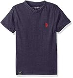 U.S. Polo Assn Big Boys' Half Burnout V-Neck T-Shirt, Dodger Blue Heather, 10/12