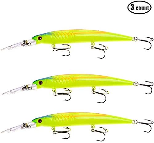 5pcs/lot Deep Diving Runner Minnow Jerkbaits Hard Plastic Fishing Lures Bass Tourt Baits Hook Tackle for Saltwater and Freshwater 14.5cm/5.7"/12.7g