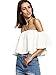 SheIn Women's Boho Ruffle Off Shoulder Bell Sleeve Crop Top Blouse Medium White