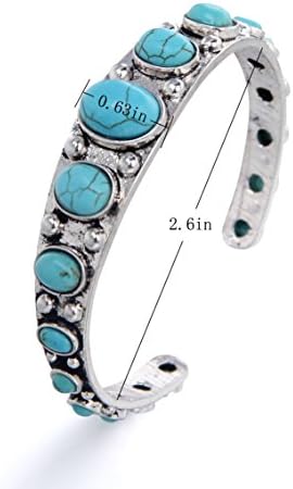 EBOETA Cuff Turquoise Bracelet Wide Open Ended Bangle Bracelet Women Vintage Turquoise Jewelry
