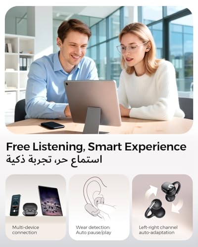 SOUNDPEATS Clip1 Open Ear Earbuds, Premium Dolby Audio & Hi-Res Clip on Headphones, Bluetooth 5.4 Wireless Earphones with AI ENC Noise Cancellation, LDAC, 40H Playtime, IPX5, Fast Charging