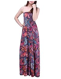 HDE maxi vestido sin tiras para mujer, tallas grandes, vestido de verano, falda larga, top ajustado
