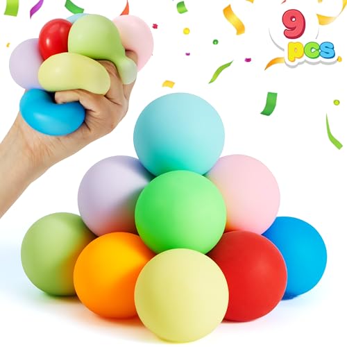 JOYIN - Pack of 9 Slow Recovery Stress Balls, Soft Sensory Toys for Adults, Manual Therapy Balls for Anxiety Management, Great for Gifts