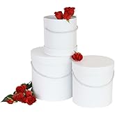 UNIKPACKAGING Premium Quality Round Flower Box, Gift Boxes for Luxury Flower and Gift Arrangements, Set of 3 pcs (White)