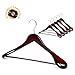 TOPIA HANGER Set of 6 Luxury Mahogany Wooden Coat Hangers, Premium Wood Suit Hangers, Glossy Finish with Extra-Wide Shoulder, Thicker Chrome Hooks & Anti-Slip Bar CT02M