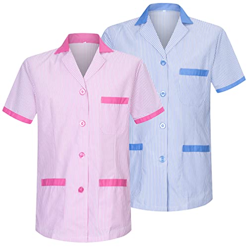 MISEMIYA - Paquete 2 Unidades - Camisa MÉDICO Unisex Enfermera Uniforme Limpieza Laboral ESTÉTICA Dentista W820 - XL, Mixto