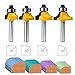 HandsEase 4Pcs 1/4-Inch Shank Round-Over Edging Router Bit Set Woodworking Milling Cutter Tools Corner Rounding Edge-forming Bit