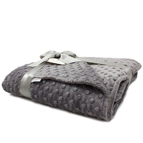 MEG Original Minky Dot Crib/Toddler Bed Baby Blanket, Double-sided Charcoal 670