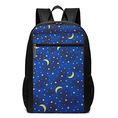 Deluxe Blue Star Moon Travel Laptop Backpack Anti Theft Backpack
