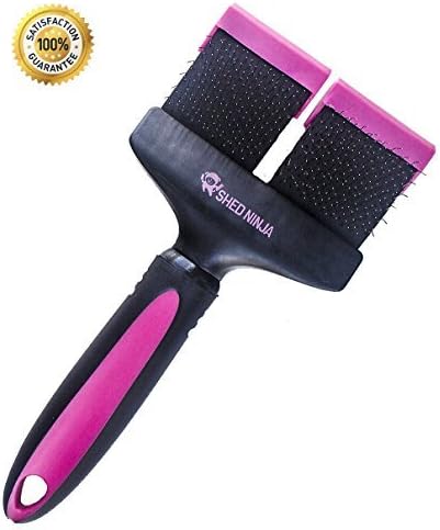 Shed Ninja Dog and Cat Slicker Brush for Shedding Pets - or Long and Short Hair Pets - Best for Grooming Both Lange and Small Animals - Grooming Tool with Anit Shedding Brush
