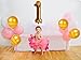 SMILENZA First Birthday Decoration - Pink White Gold Balloons Kit, Perfect for 1st Bday Party Supplies, Girl or Boy, Number One 1, Latex Stars and Round Ballon