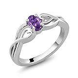 Sterling Silver Oval Purple Amethyst Gemstone Birthstone Women's Ring (0.45 cttw, Available in size 5, 6, 7, 8, 9)