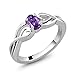 Sterling Silver Oval Purple Amethyst Gemstone Birthstone Women's Ring 0.45 cttw (Available 5,6,7,8,9)