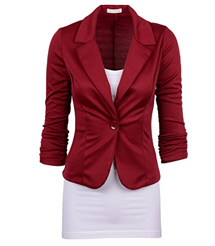 AulinÃ© Collection Women's Casual Work Solid Color Knit Blazer Burgundy Large