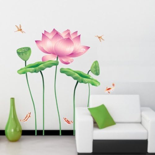 MacTop 1 X Large Lotus Flowers in Tranquil Koi Pond Peel &amp; Stick Wall Decals