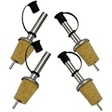 Southern Homewares Stainless Steel Free Flow Pourer W/ Cap Wine Liquor Bottle Cork Stopper 4 Pack