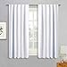 RYB HOME White Curtains Drapes - Room Darkening Window Curtains Thermal Insulated Bedroom Half Blackout Drapes for Living Room Kids Nursery, 42 x 45 inches Long, Pure White, 1 Pair