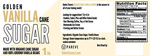 Bakto Flavors Golden Vanilla Cane Sugar 1 lb Jar