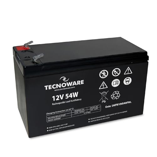 Tecnoware Ersatzbatterie für Unterbrechungsfreie Notstromversorgung (USV), Videoüberwachungs und Alarmsysteme - 12V Kapazität 54 W Faston-Anschluss 6.