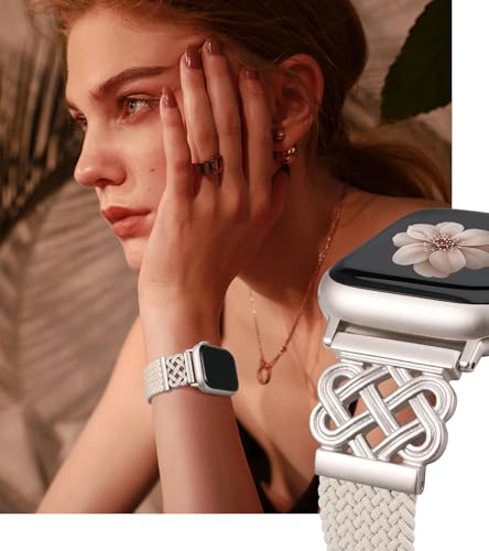 TOYOUTHS Braided Magnetic Band Compatible with Apple Watch Bands 38/40/41/42/44/45/46/49mm Women Men, Dressy Celtic Metal Stretchy Elastic Strap for iWatch Series 11 10 9 8 7 6 5 4 SE/Ultra 3 2 1