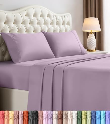 Utopia Bedding King Bed Sheets Set - 4 Piece Bedding - Brushed Microfiber - Shrinkage and Fade Resistant - Easy Care (King, Lavender)
