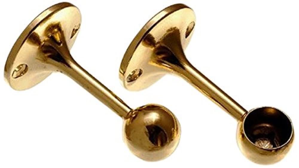 Merriway BH02002 (2 Pcs) EB Towel Rail End Support Bracket, 25mm (1 inch) Brass Plated - Pack of 2 Pieces