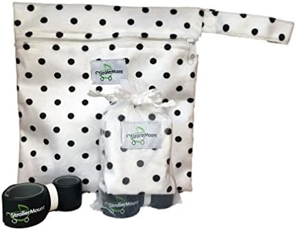 StrollerMount Universal Hands Free Smartphone Mount for Baby Stroller, Car, Bike, Table, Desk. Best Baby Shower Gift for Runners and Multitaskers.(Gift Bag Set includes Wet Bag) Green Logo