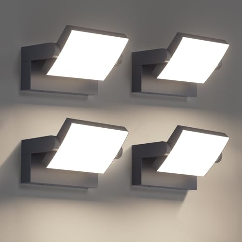 Klighten 4 Pcs 24W Outdoor/Indoor Rotatable Wall Light Outdoor LED Lighting Waterproof IP65 Modern Wall Lamp for Entrance Patio Garden Anthracite 1500LM Natural White 4000K