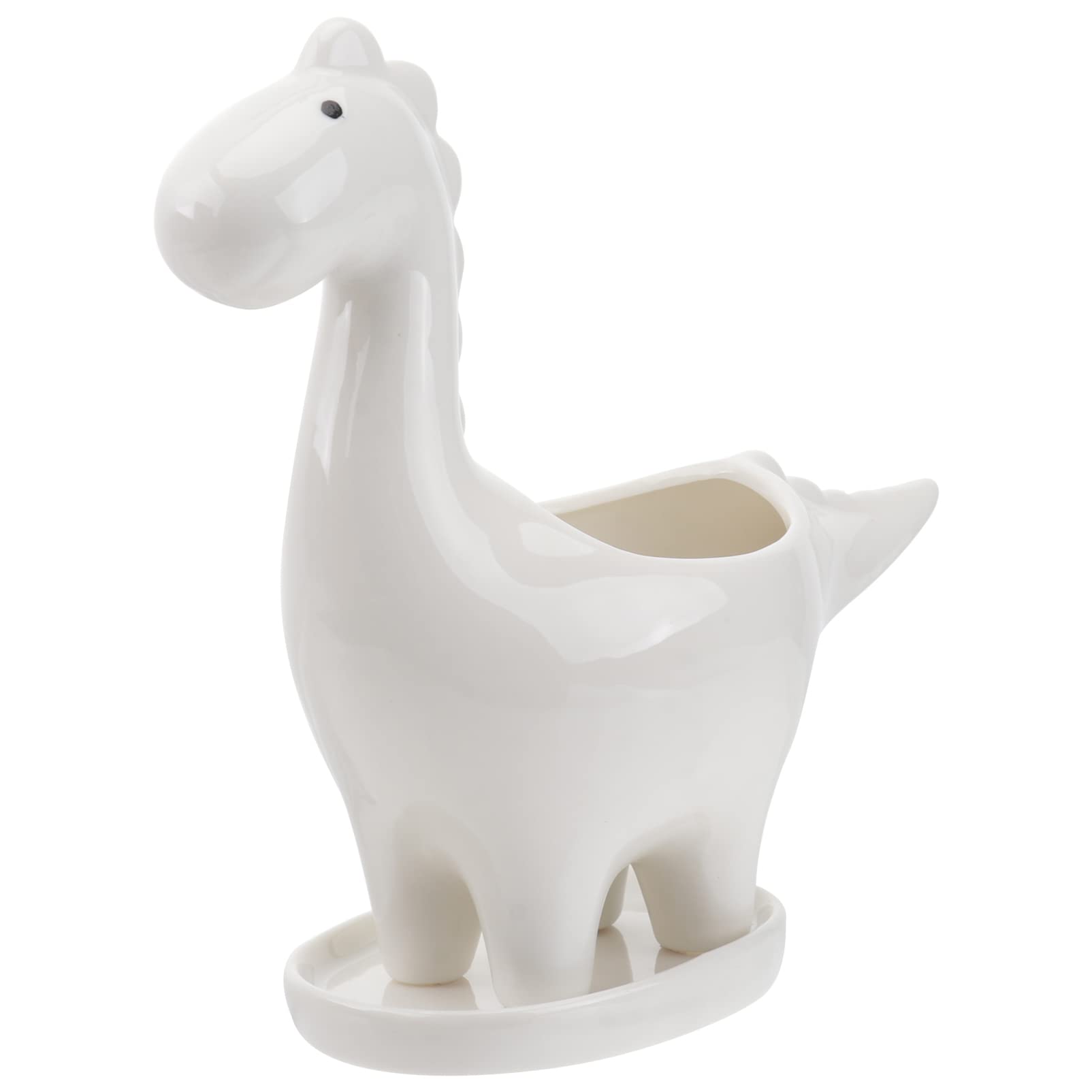 BESPORTBLE Ceramic Succulent Planter Pot Dinosaur Flower Pot Planter Tabletop Plant Pot Vase for Garden Home Decoration (White without Plant)