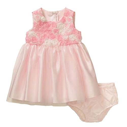 George Infant Girls Pink Rosette Satin & Tulle Easter & Holiday Baby Dress
