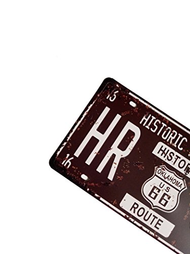 ERLOOD Metal Tin Sign Plaque Vintage Retro Home bathroom Bar Wall Decor Car Vehicle License Plate Souvenir Historic Route 66 Embossed Tag Size 6 X 12