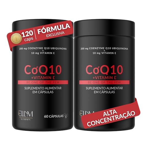 Coenzima Q10 200mg Ubiquinona com Vitamina E 10mg ELLYM NUTRITION Alta Concentração 120 Capsulas