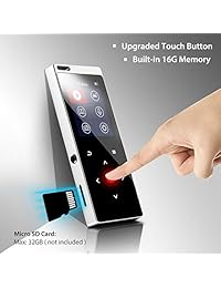 MAOZUA Reproductor MP3 con Bluetooth 4.0, actualizado, pantalla táctil de 16 GB, reproductor de música digital HiFi sin pérdida con radio FM, grabadora de voz (ampliable hasta 32 GB tarjeta TF)