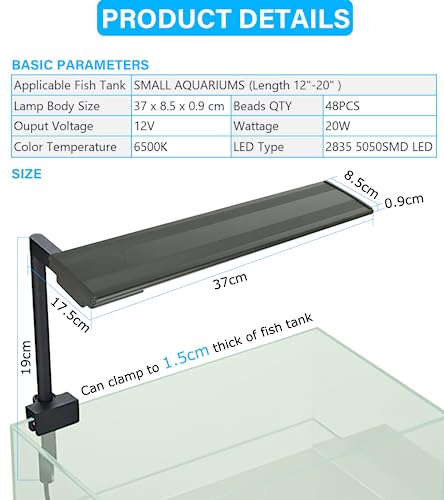 Zingbabu LED Fish Tank Lights, 12-20\