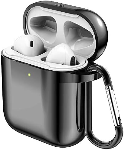 SIRUIBO Compatible for Airpods Case, Airpod Accessories Soft TPU Cover Protective Case with Keychain for Apple Airpods 2&1,Black