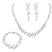 EVER FAITH Simulated Pearl Crystal Bridal Necklace Earrings Bracelet Set Clear