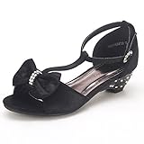 Dream Pairs SweetHeart-22 Angel Mini Rhinestone Embellishment Strap Closure Low Heel Pumps Sandals Shoes(Toddler/ Little Girl) New
