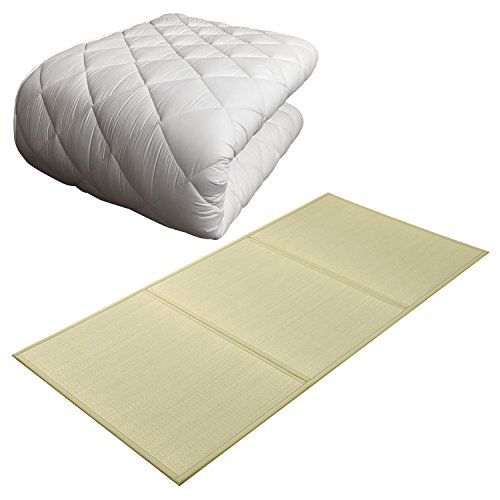 FULI Japanese Traditional Shiki Futon (shikibuton) High Grade Floor Mattress with Igusa (Rush Grass) Tatami Mattress, Full XL. Made in Japan