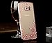 Galaxy S7 Edge Case, Ebest Glitter Electroplate Bumper Bling Butterfly Garden Soft TPU Silicone Flip Back Cover Case for Samsung Galaxy S7 Edge, Rose Gold Bumper Pink Flower