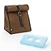 Fit & Fresh Men's Classic Roll Top Insulated Lunch Bag with Ice Pack, Dark Brown
