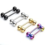 Zysta 8pcs Mix Color 14G Stainless Steel Straight Barbell 1/4