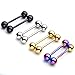 Jovivi 8pc 14G Mix-Color Stainless Steel 6MM Ball Straight Barbell Tongue Rings Bars Piercing 5/8