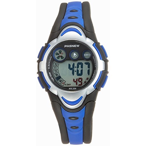 Pasnew Kids' PSE-BL-276g Digital Blue & Black Waterproof Sports Digital Watch