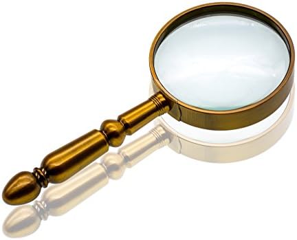 10X Handheld Classic Metal Magnifier Reading Magnifying Glass Lens Jewelry Loupe 75mm (Gold)