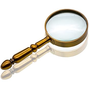 magnifying glass 10x handheld 75mm magnifier loupe lens reading antique metal jewelry gold