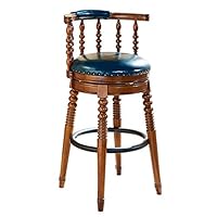 JIANGXIUQIN Height Stools Kitchen Indoor Outdoor Swivel Counter Stool with Blue Leather Padded Seat and Low Backrest Armrest for Kitchen,Coffee,Pub (Color : Blue, Size : 61cm)